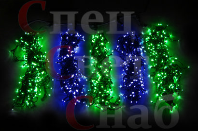 Клип-лайт "спайдер 5х20м". Сине-зеленый. Постоянное свечение.