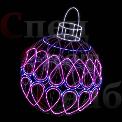 Светодиодная фигура "Елочный шар с узорами". Сине-розовый