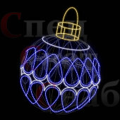 Светодиодная фигура "Елочный шар с узорами". Синий