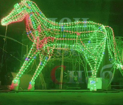 Уличная световая фигура 3D "Радужный Конь" 2х2.6м