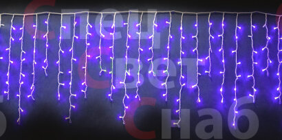 Уличная бахрома Бело-синяя 4*0,6 м. 180 LED. Провод белый.