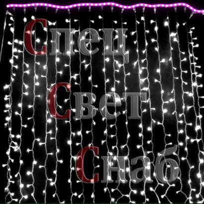 Светодиодный занавес ФЛЕШ 2 х 9 белый со светящейся шиной IP 67